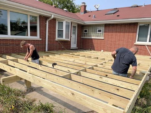 Elmhurst Il deck framing in progress 2024 A-Affordable Decks